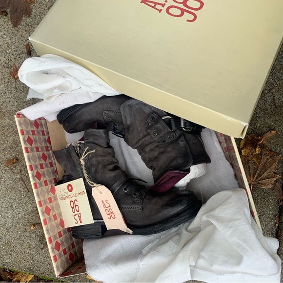 A.S.98 size 37, 6.5-7, LEATHER ANKLE BOOTS dark gray smoke color, airstep Simon - Picture 9 of 9